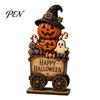 Retro Wooden Holiday Signs Farmhouse Halloween Tabletop Decorations, Table Topper Signs, Spooky Fall Party Supplies Pumpkin Ghost Tiered Tray