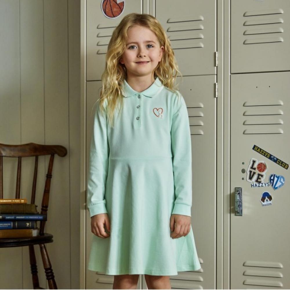 

[hedges Kids] Organic Long Sleeve Pique Dress Green Hus02na53m Gn 130