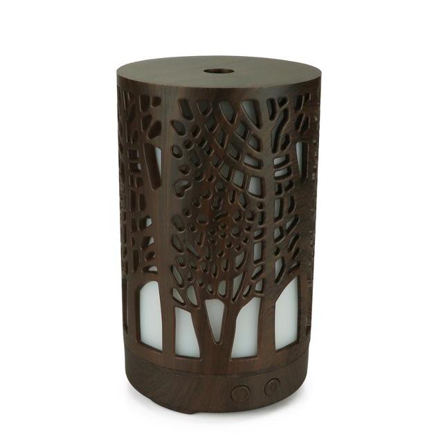 200ml Ultrasonic Air Humidifier Forest Aroma Essential Oil Diffuser Hallow Wood Grain 7 Color Led Aromatherapy Humidificador