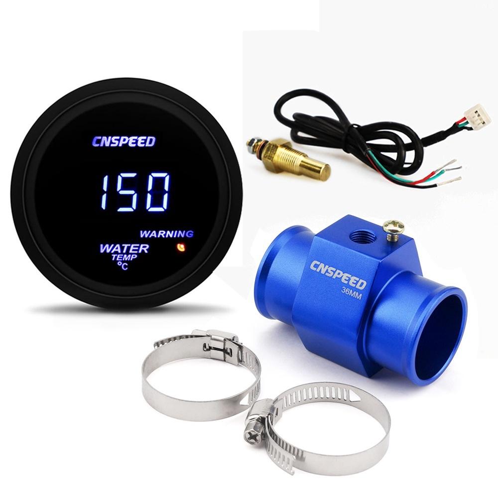 Car Auto 2" 52mm Digital Led Temp Gauge With Water Temperature Sensor 40-150 Celsius Meter With Joint Pipe Sensor Adapter 1/8NPT