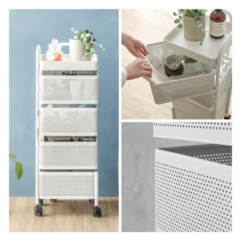 XI LE Kitchen Wagon Storage with 4 Top Rotating Small Movable 4 Easy to Assemble of Cart, Iron, Casters, Tiers, Board, Type, Items, Seasonings,