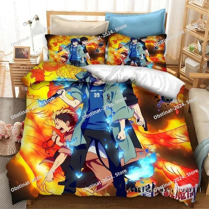 3D Anime Blue Exorcist Bedding Set Printed Duvet Cover Pillowcase Single Double Style Queen King Size Sets Bedclothes Bed