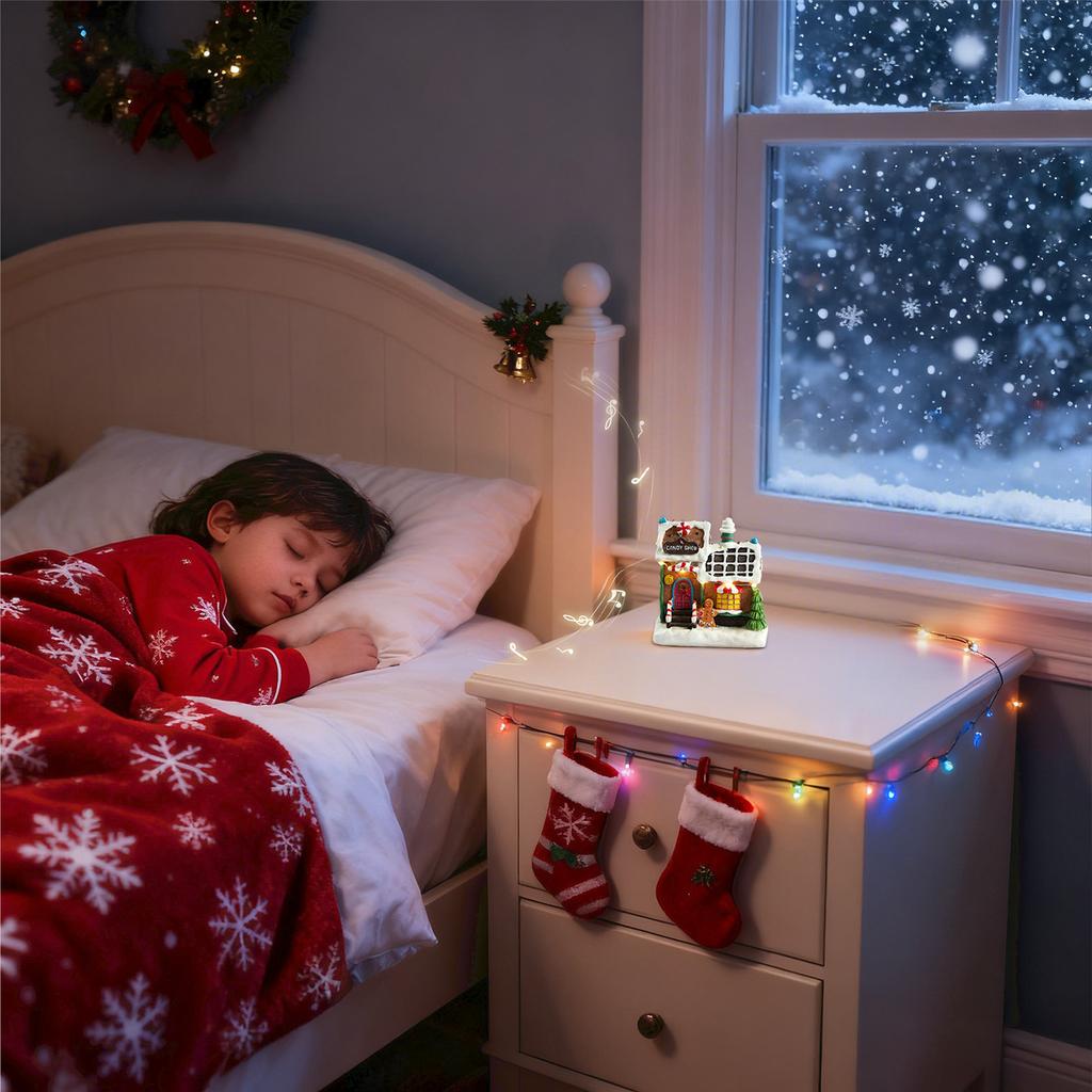 Glowing Gingerbread House With Lights - Animated Christmas Decoration For Indoor Festive Display