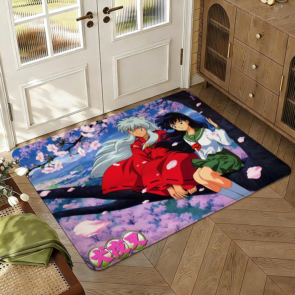 Anime I-Inuyasha Floor Mat Soft Thickened Absorbent Non-Slip Bedroom Living Room Door Mat Home Decor Flannel Rugs