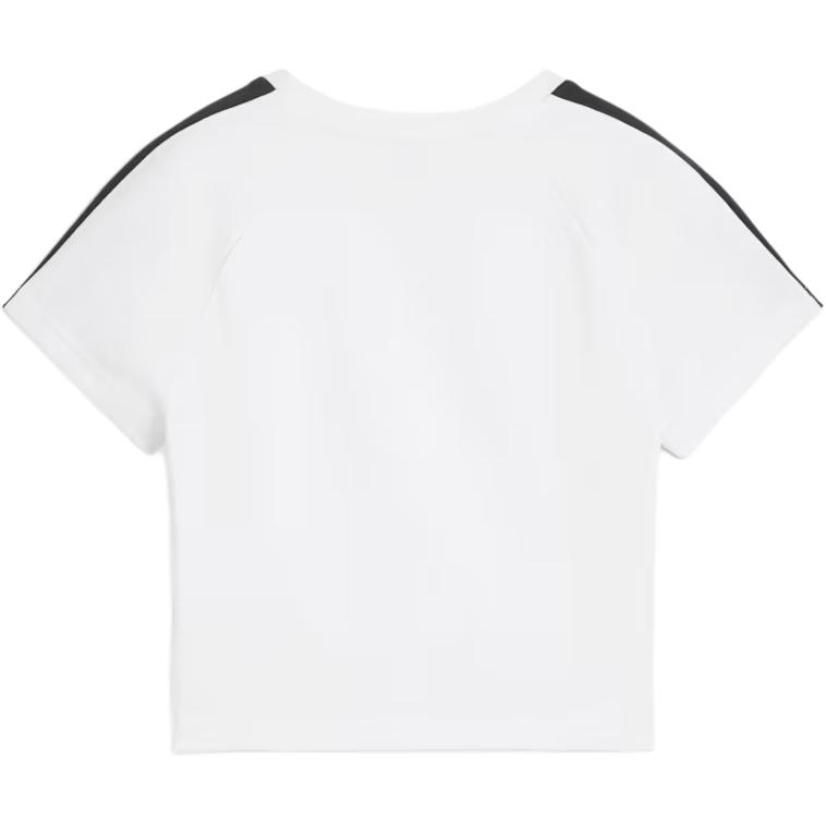 Puma Outline Shoulder Round Neck Short Sleeve Cropped Vintage T-Shirt Women Tops White 631899-02