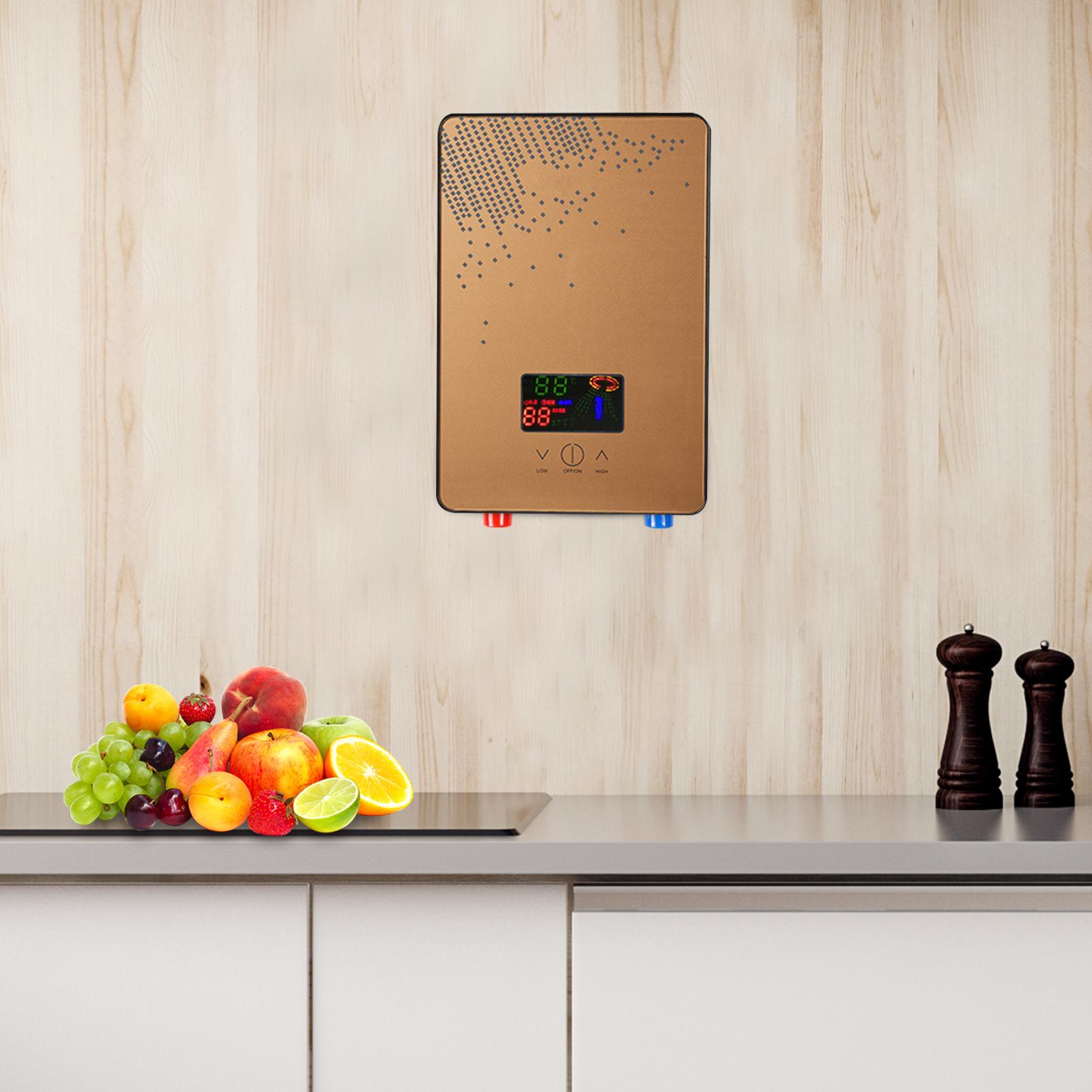 

4500 Вт Электрический Мгновенный Мини Водонагреватель, Электрический Водонагреватель Горячей Воды По Требованию со Светодиодным Дисплеем и Душевой Лейкой для Кухни US Plug золотой