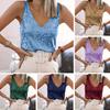 Women Tops Deep V-Neck Sparkling Sequins Design Sleeveless Vest Loose Fit Party Camisole Nightclub Wear
