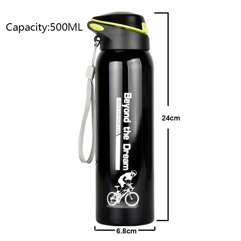 500ML Outdoor Sport Fahrrad Wasserflasche Vakuum Edelstahl Radfahren Wasserbecher Thermo Getränkebecher Reise Radsportausrüstung