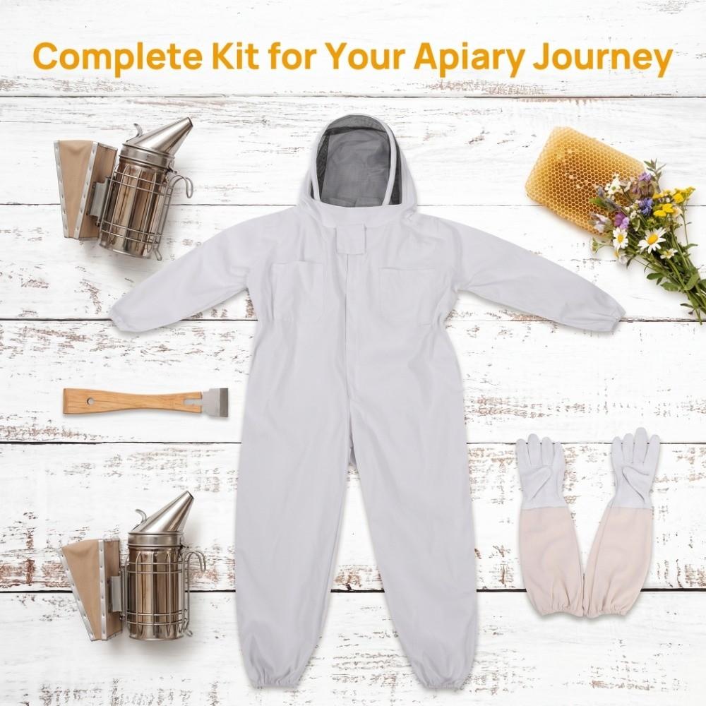 Set 1 Breathable Professional Beekeeping Suit White Full Body Beekeeping Suit Beekeeping