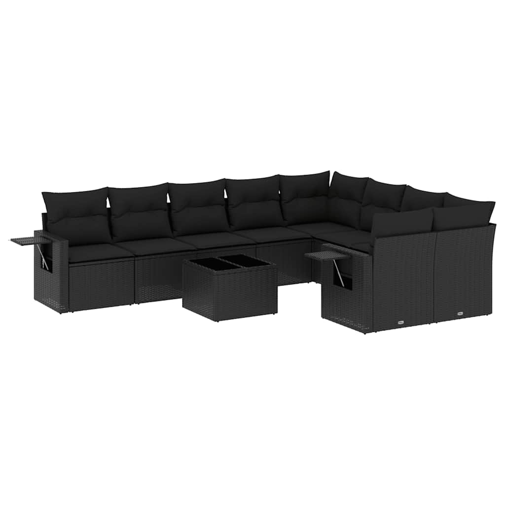 Vidaxl 10-Cz. Set da Giardino, Cuscini Rattan Nero Pe
