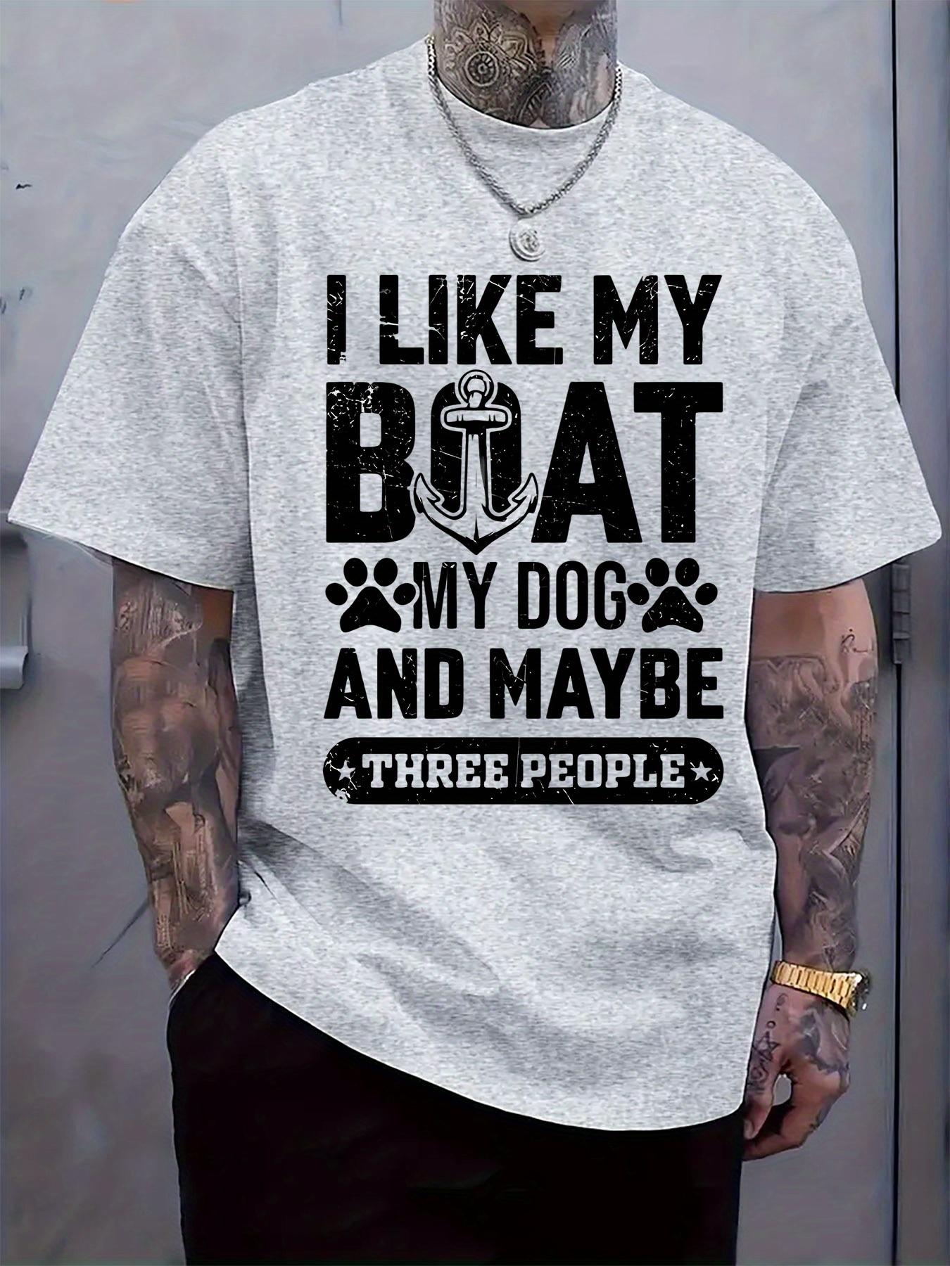 Casual Crew Neck T-shirt with I Like My Boat L