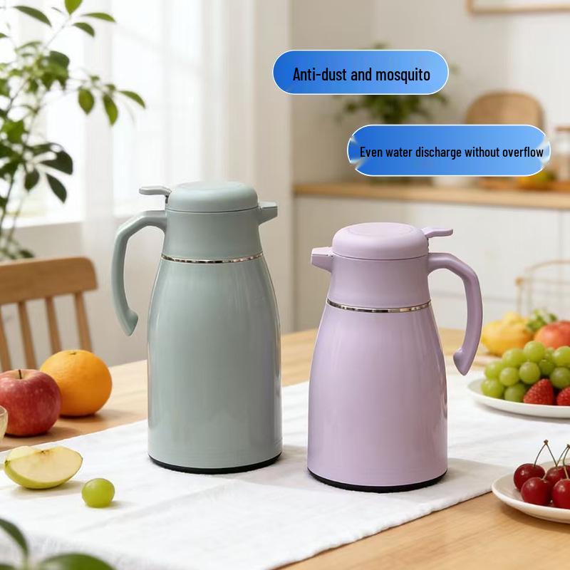 Large Capacity Press-Type Glass Liner Insulated Thermos Bottle for Home Use 1000ml фиолетовый