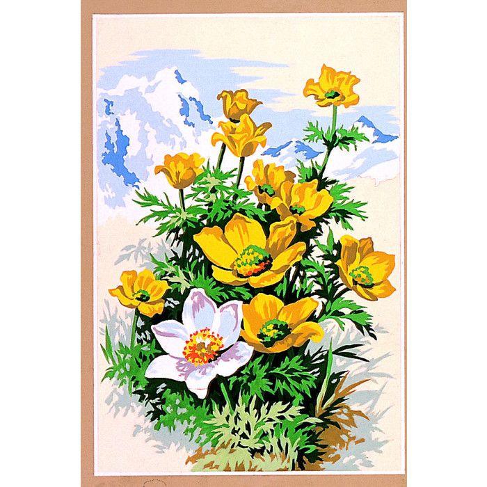 Canevas antique Fleurs des montagnes 30x40cm