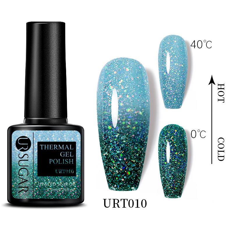 UR SUGAR Temperature-Change Gel Nail Polish: Japanese Gradient, Glitter, Long-Lasting, UV/LED.