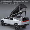 1/32 Tesla Pickup Trailer RV-Modellbausatz, Geländewagenlegierung, Automodell aus Druckgussmetallspielzeug, LKW-Modellsimulation mit Sound und Licht, mit RV