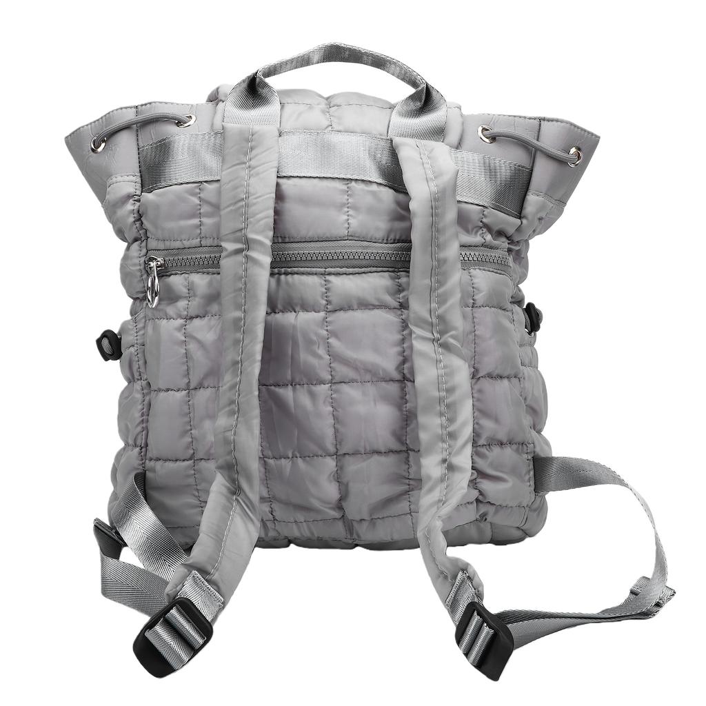 Gesteppter Rucksack Leichter Weicher Flauschiger Reiserucksack Große Kapazität Schultertasche für Wandern Fitnessstudio Grau