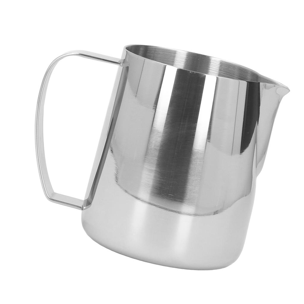 Milk Frothing Pitcher Thickened Stainless Steel Tip Mouth Milk Frother Cup Milk Steaming Pitcher 450ml Silver