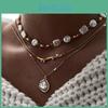 Geometric Artificial Pearl Pendant Necklace For Women With Multilayer Chain Summer Style