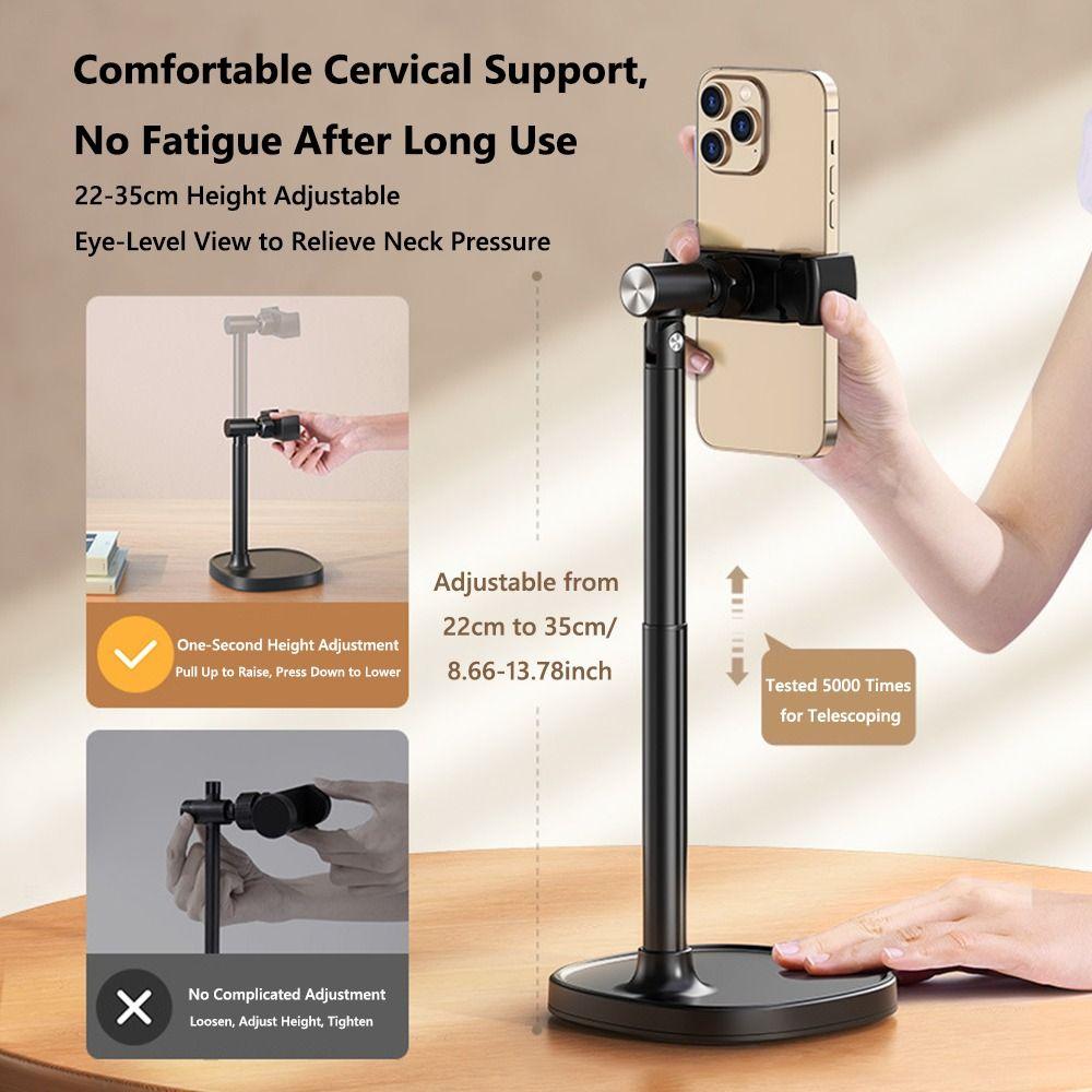 Foldable Design Aluminum Alloy Holder Mobile Stand  for Desk Use Desktop Filming Content Creation