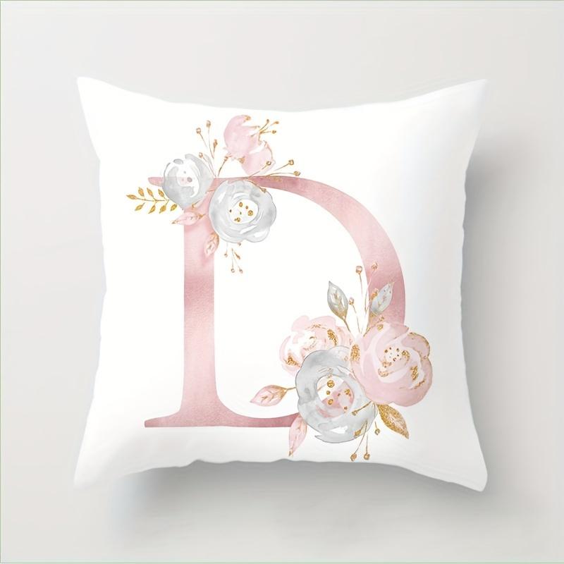 Abc Letter Floral Alphabet Decorative Pillow Cover Indoor Outdoor Party Farmhouse Home Decor Peach Skin Monogram Aesthetic Art