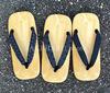 Takeharu Yellow Chiba Geta Made in with a Sanded Sole and Sponge Size Extra Indigo Dye Style Men's Sandals, Japan, Sole, 3L, Large,