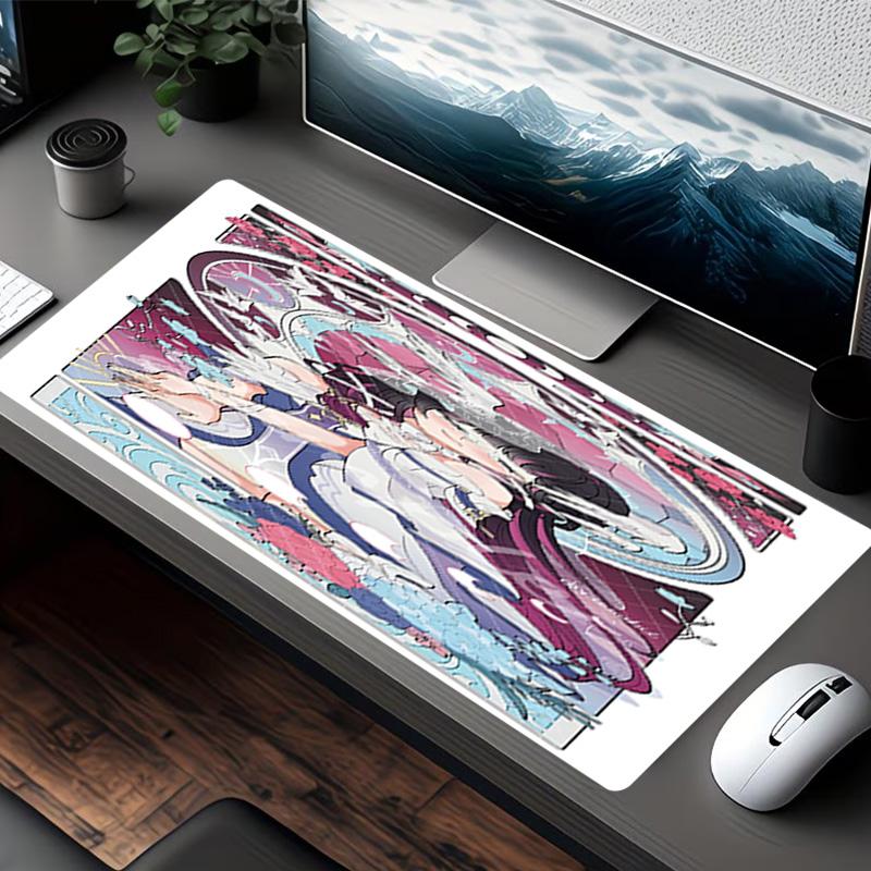 Alfombrilla de Ratón con Estampado de Genshin Impact, para Teclado, Portátil, PC, para Oficina, Uso en Casa, Decoración de Escritorio, Regalo de Cumpleaños Perfecto para Jugadores