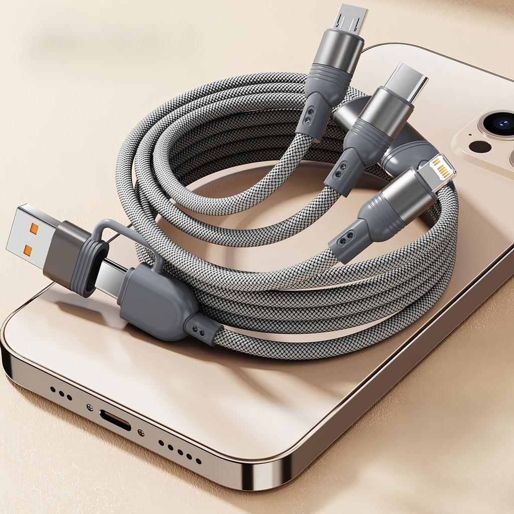 1.2M Charging Cable 3 In 1 USB Type C Charger Cord MultiPort Micro Cable For iPhone 15 14 13 12 Samsung Galaxy Xiaomi Redmi