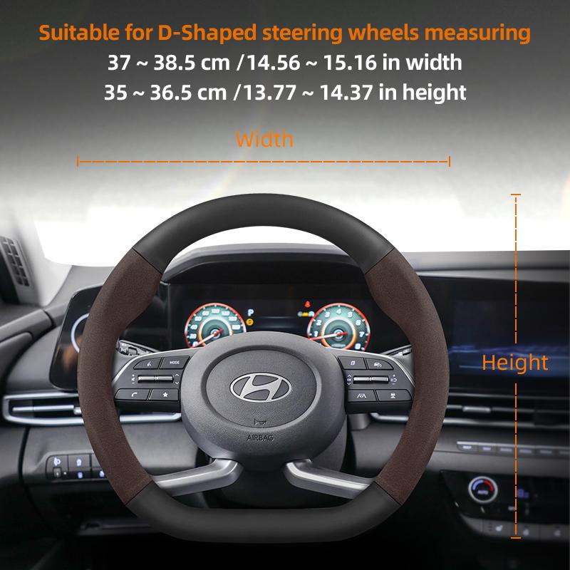 Suitable for Hyundai Suede Matte Carbon Fiber Texture Steering Wheel Cover I30 Tucson I20 Accent I10 I40 Kona Ix35 Grand Elantra Solaris Creta Getz