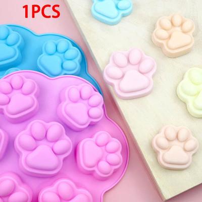 Silicone Mold, Chocolate Mold, 7-hole Cat Paw Dog Footprint Shape Silicone Baking Mold, Muffin Chocolate Biscuit Baking Mold