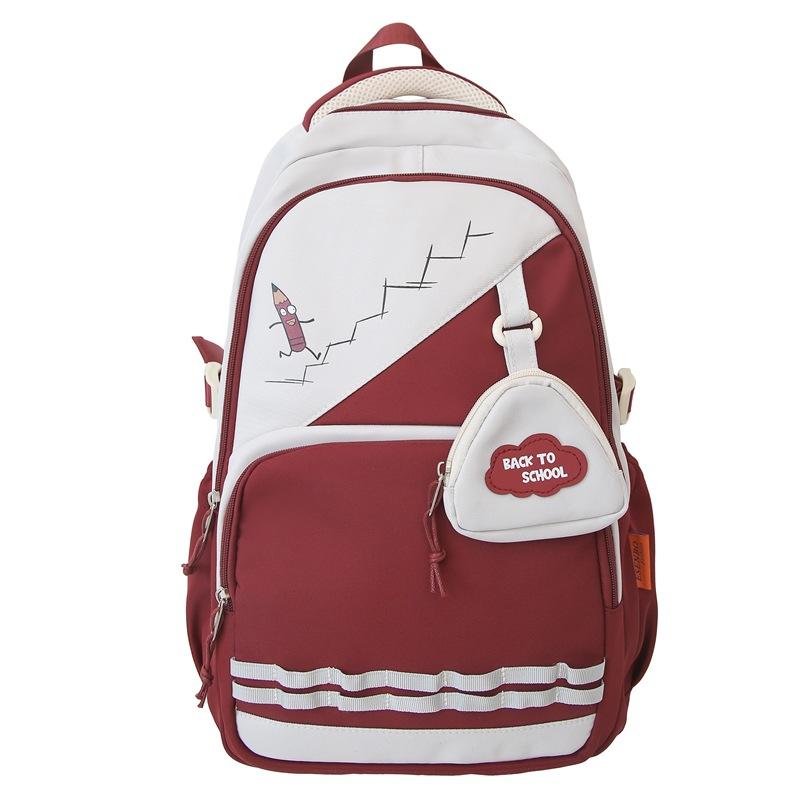 Schoolbag College Style College Student Backpack Mother and Child Bag Class School Bag ins Japanese Contrast Color Simple Trend Backpack Wholesale