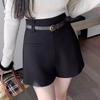 Black High-Waist A-Line Bootcut Suit Shorts for Women - Autumn/Winter Korean Style Casual Pants