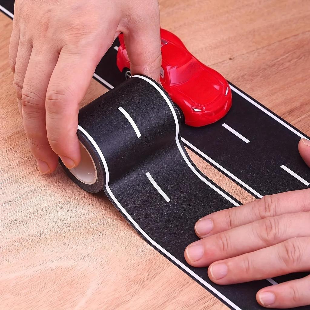 Reusable Road Stickers Cartoon DIY Track Traffic Tape for Kids Black Road Stickers Decoration Party Racing Play Mat Floor Tape