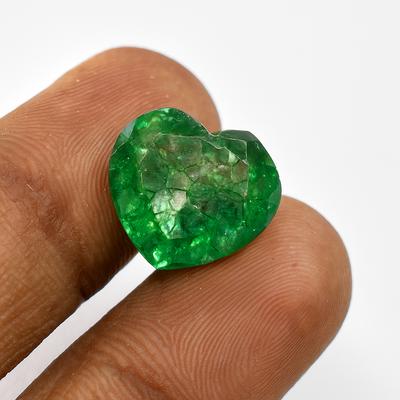 9.95 Ct Heart Cut Certified Natural Colombian Green Emerald Loose Gemstone