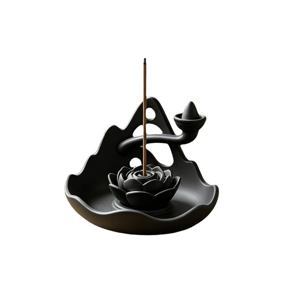 Plastic Lotus Incense Holder Mountain Lotus Design Backflow Incense Burner Spa