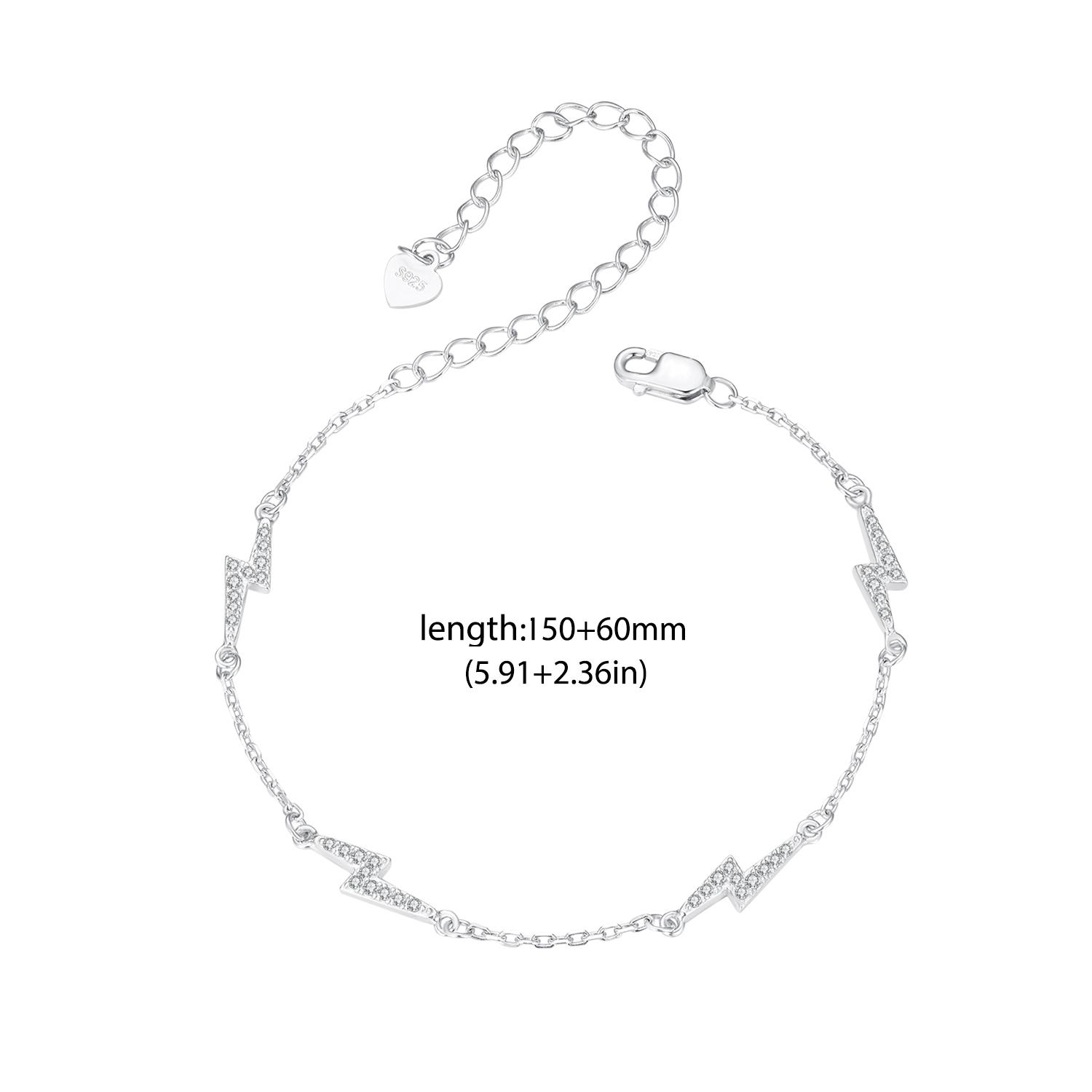 

WOSTU Браслет-молния из стерлингового серебра 925 пробы с цирконом, идеальный подарок для женщин, ювелирных украшений для маленьких девочек, модные аксессуары BSB181