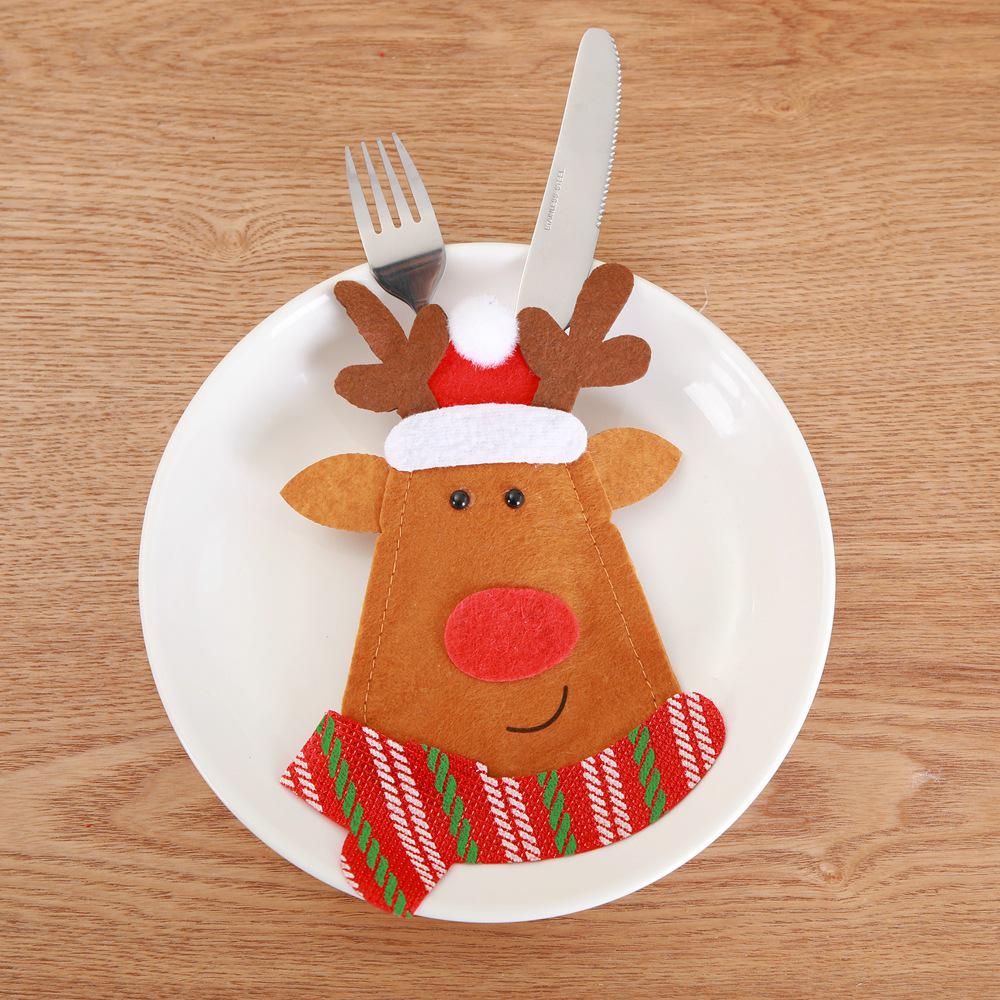 Santa Claus Cutlery Covers: Festive Christmas Knife & Fork Holders - Creative Cartoon Tableware Set