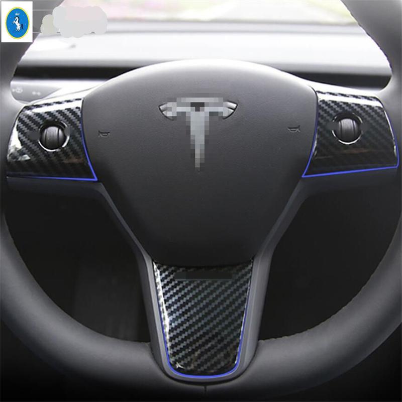 Lift Button Steering Wheel Read Lamps Air AC Panel Cover Trim For Tesla Model Y Carbon Fiber Interior Refit Accessorie