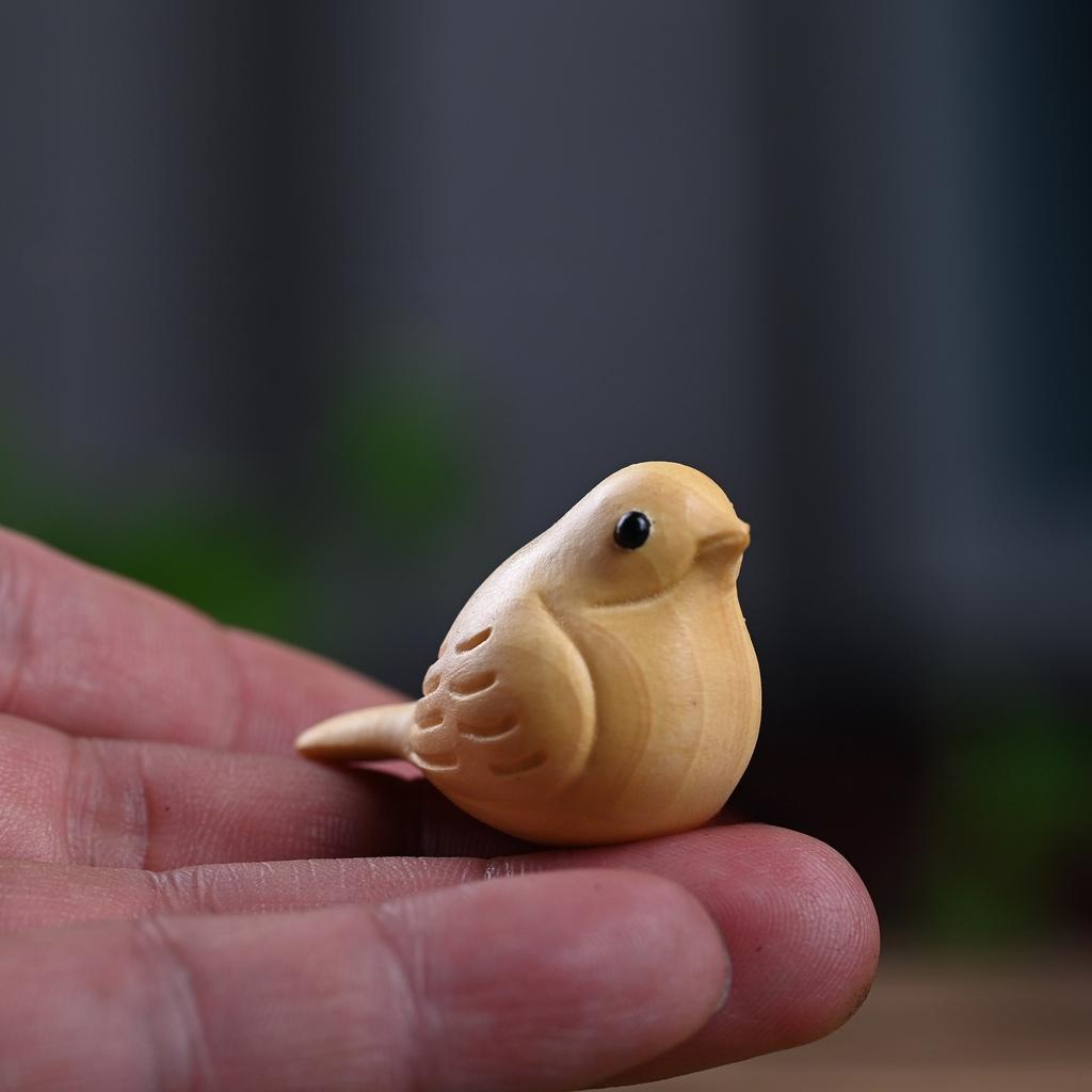 Magpie Creative Bird Wood Carving Cute Pet Handicrafts Small Ornaments Wood Carving Wooden Zodiac  Decorative Figurines