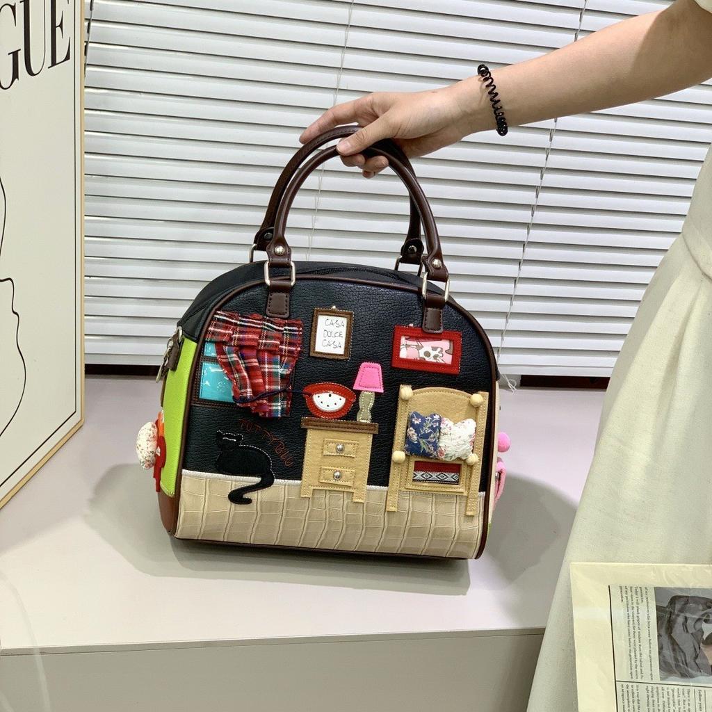 Ladies Bag Portable Messenger Bag Personalized Embroidery Women'S Bag Creative Boston Women'S Bag