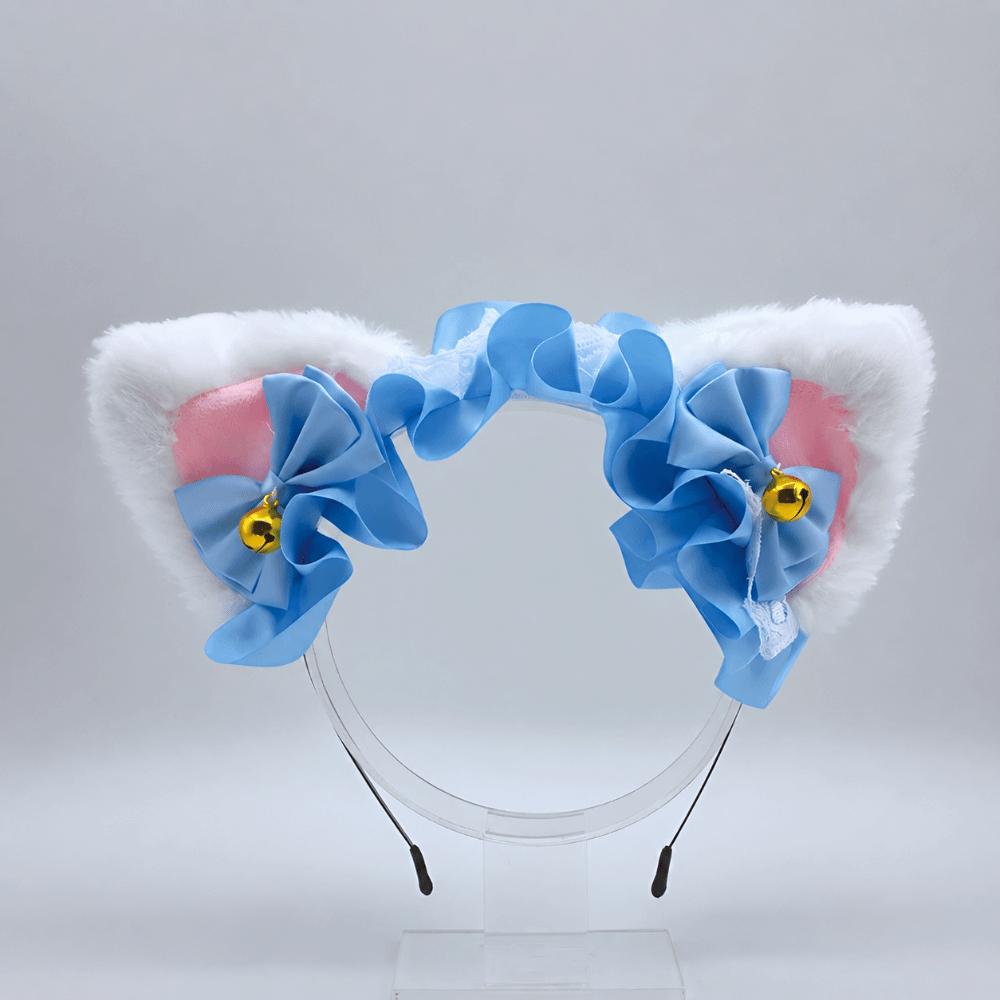 Ruffles Lace Cat Ear Headband Bell Accents Anime Hair Hoops Maid Hairband Masquerade Event