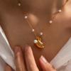 Trend Elegant Jewelry Wedding Baroque Pendant Necklace For Women Imitation Pearl Geometry Chain Choker Necklace N0450