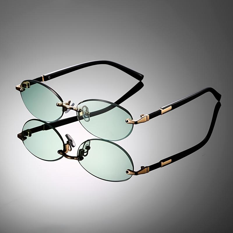 

1pc Vintage Oval Rimless Glasses Multicolor Ocean Lens Fashion Unisex Eyewear