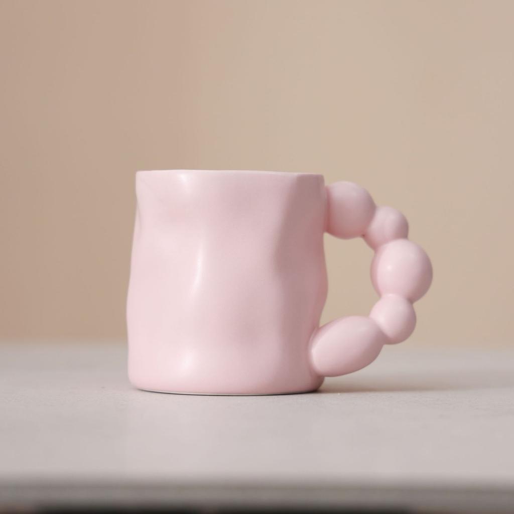 Ceramic Coffee Cup Large Capacity Macaron Color Mug Irregular Latte Cup