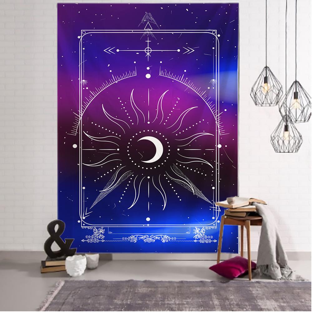 Witchcraft Tarot Tapestry Wall Hanging Colorful Sun Moon Starry Universe Psychedelic Tapiz Witchcraft Wall Cloth Tapestry