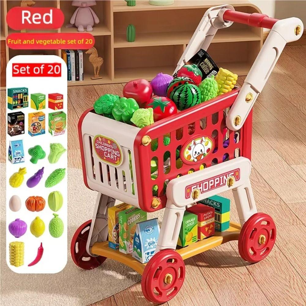20PCS/Set Shopping Cart Toy Set Simulation Pretend Shopping Playset Toy  Boys Girls Gift
