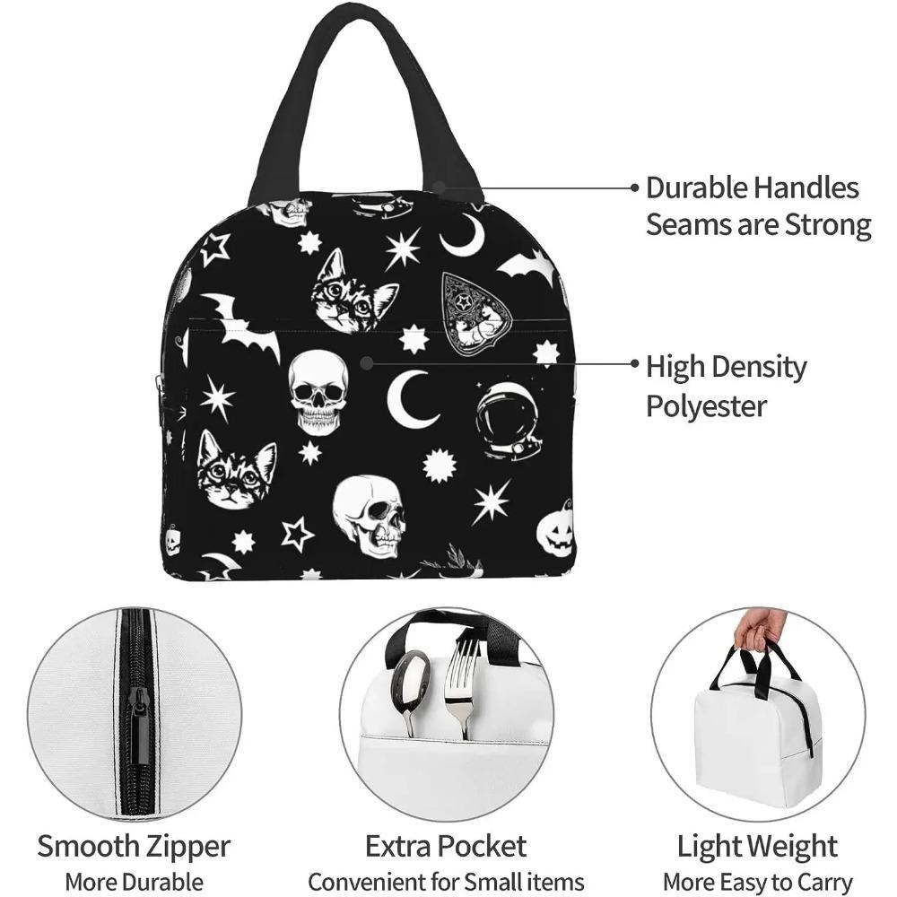 Goth Skull Lunch Bag for Women Teens Boys Girls Aesthetic Small Insulated Lunch Box Kids Thermal Cooler Tote Bag for Work School