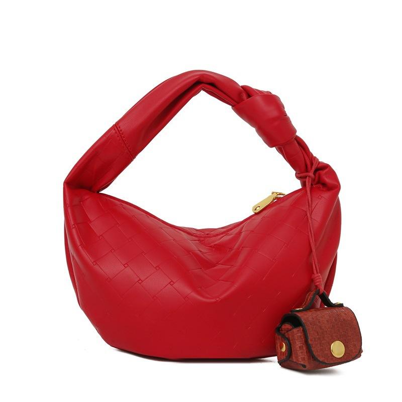 

New crescent bag crossbody bag women s high-end niche dumpling bag soft leather one-shoulder fashion underarm bag single bag красный