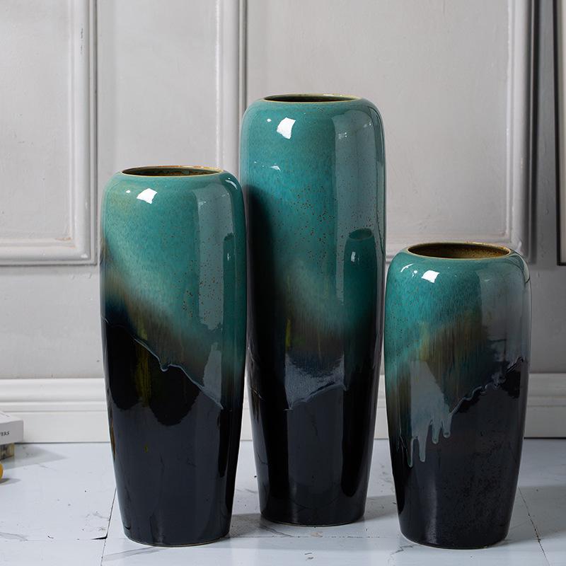 Ceramic Floor Vase for Living Room Dried Flower Arrangement - New Chinese Style Home Decor