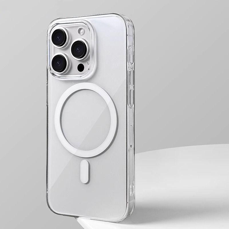 

Transparent Magnetic Case for iPhone 16 Pro Max - Metal Buttons, PC Bayer Material iPhone 16 Pro Max