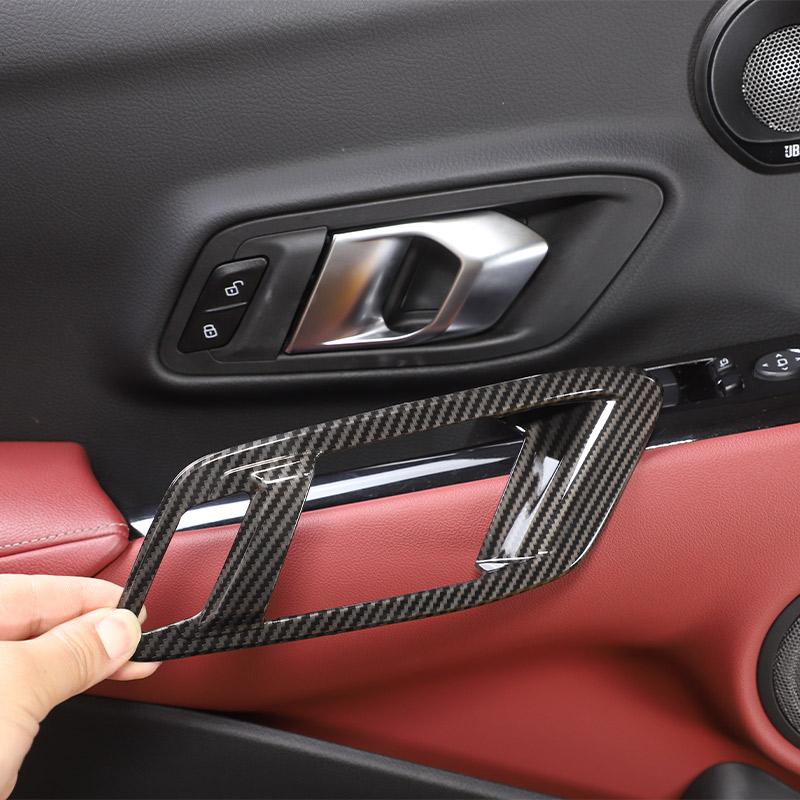 ABS Kohlefaser/Rot Für Toyota Supra GR MK5 A90 2019-2026 Tür Innen Türschale Griff Rahmen Aufkleber Innenraumzubehör